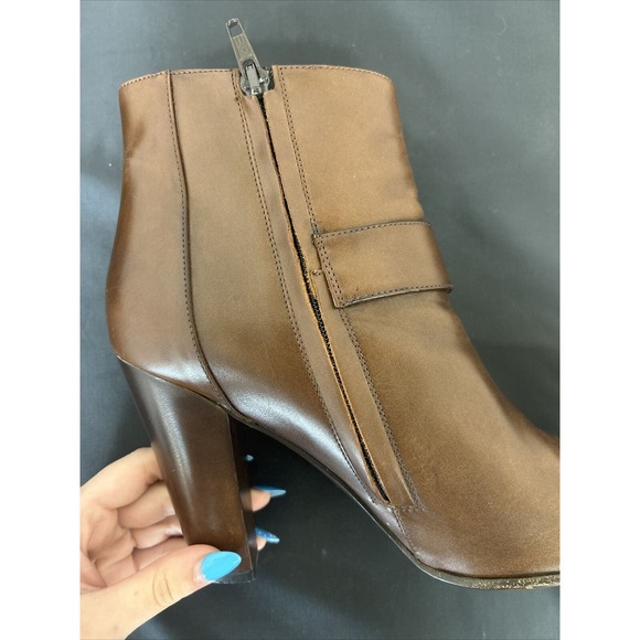 Cole Haan Boots Womens 7.5 B Milana Side Zip Ankle Bootie D25150 Brown Heels FS - Picture 10 of 15